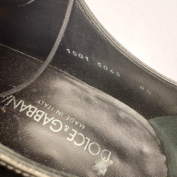 DOLCE & GABBANA Point-Toe Oxford Derby Shoes Leather Black Sz 8.5/US 9.5 $895 main image 6
